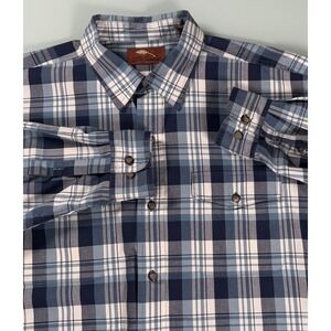 Bob Timberlake Blue/White Plaid 100% Cotton Mens Long Sleeve Button Up Shirt -XL